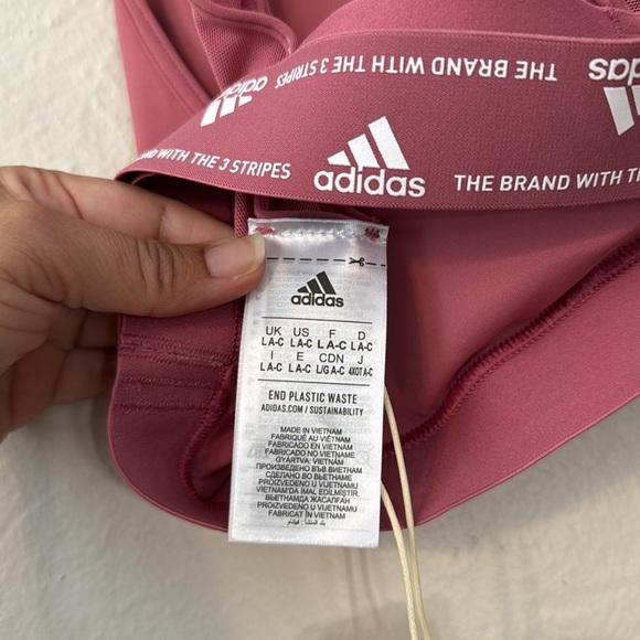 NWT Adidas Powerreact Training Medium Impact Sports Bra in Pink Strata Large A-C - Picture 11 of 11